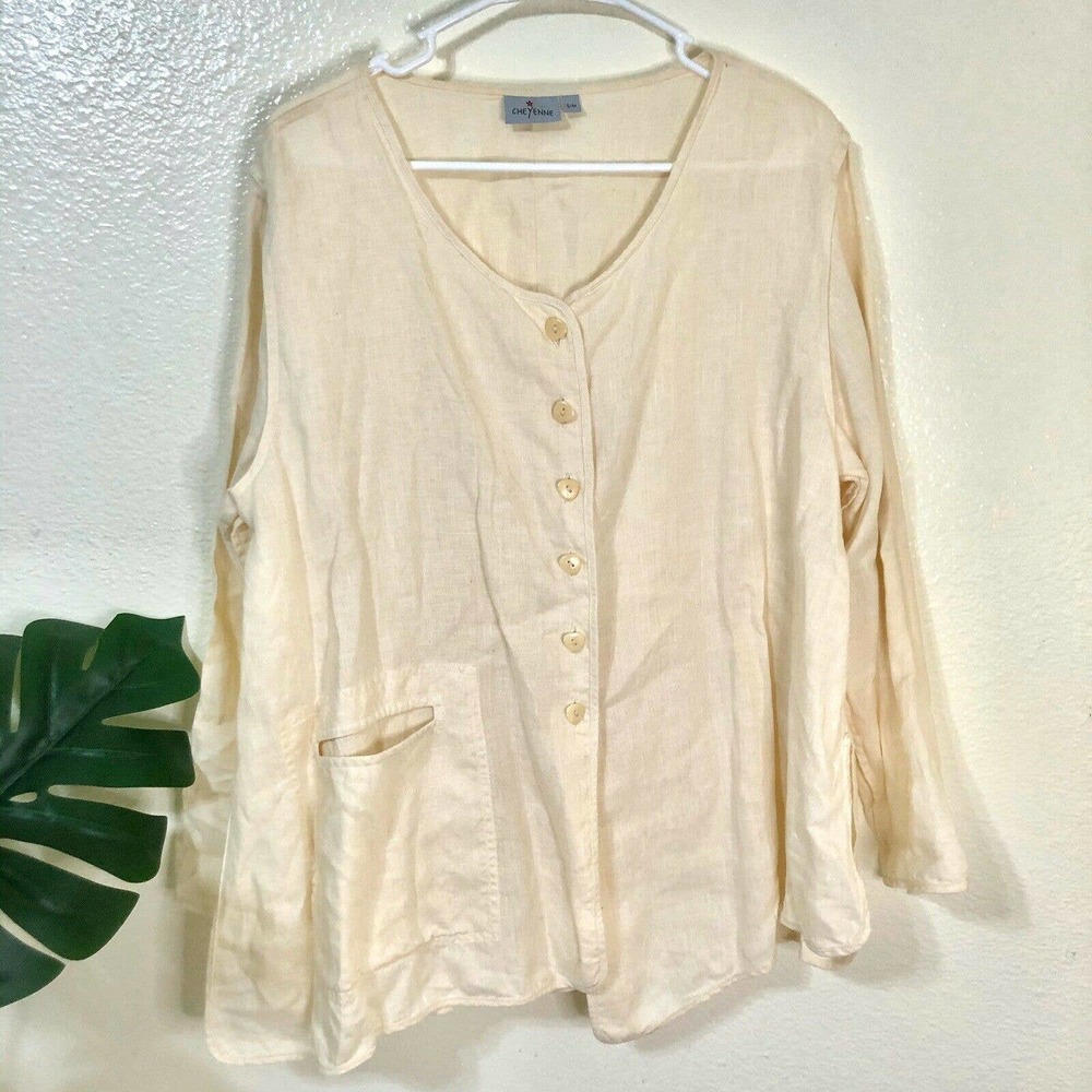 Cheyenne Cream Tunic Asymmetric Hem Lagenlook Art To Wear S/M